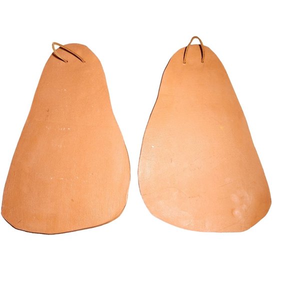 Terra Cotta Clay Tiles Signed Ruth 07 Native Children Boy Girl Leather Hanger - Picture 7 of 7